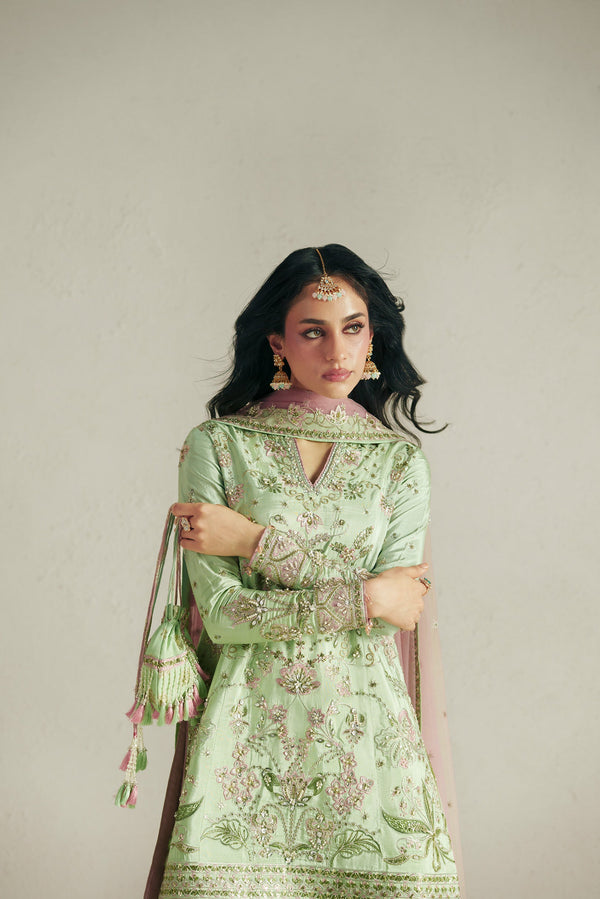 Resham Mint Green Gharara Set