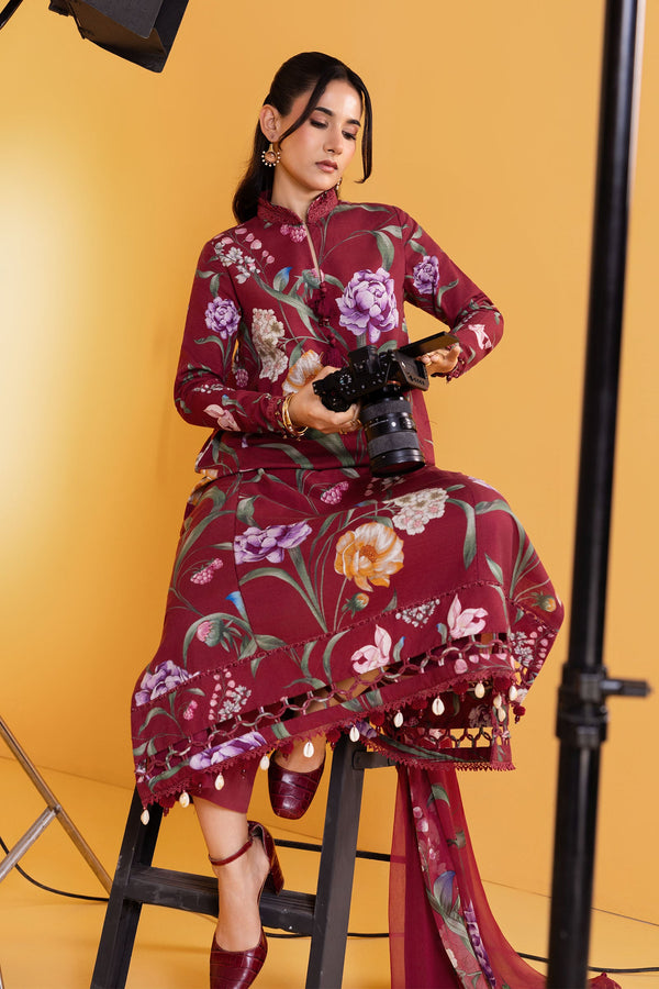 3 Pc Unstitched Printed Slub Khaddar Suit