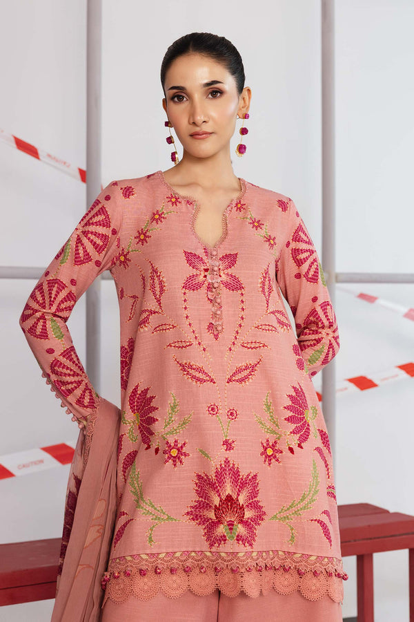 3 Pc Unstitched Printed Slub Khaddar Suit