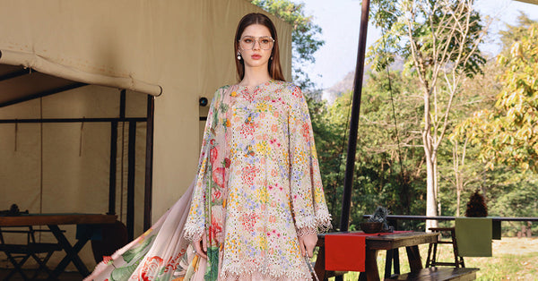 3 Piece Unstitched Embroidered Lawn Suit