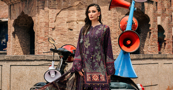 3 Piece Unstitched Embroidered Cambric Suit