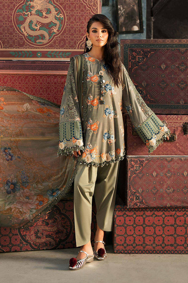 3 Piece Unstitched Embroidered Cambric Suit