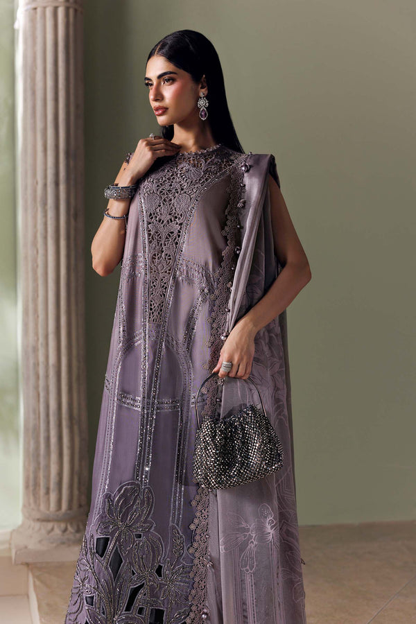 3 Piece Unstitched Embroidered Bell Raw Silk Suit