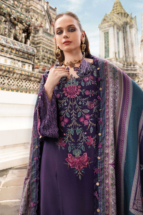 3 Piece Unstitched Embroidered Twill Linen Suit
