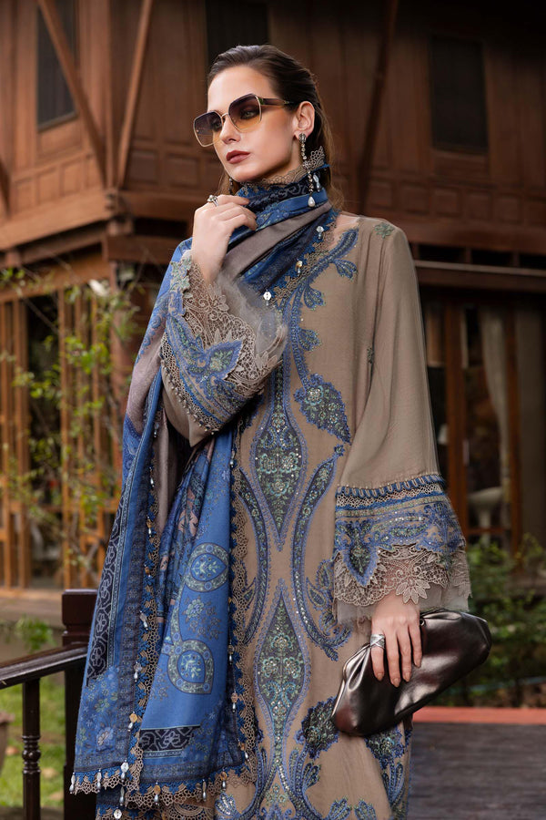 3 Piece Unstitched Embroidered Twill Linen Suit