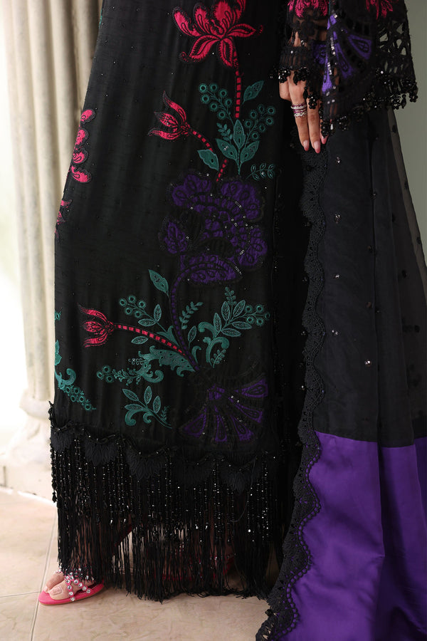 3 Piece Unstitched Embroidered Raw Silk Suit