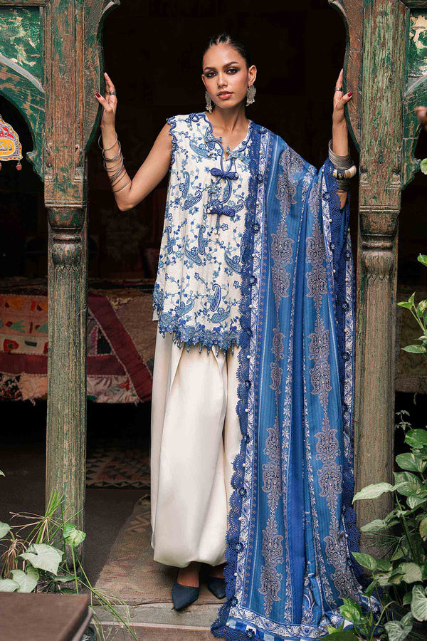 3 Piece Unstitched Embroidered Irish Linen Suit