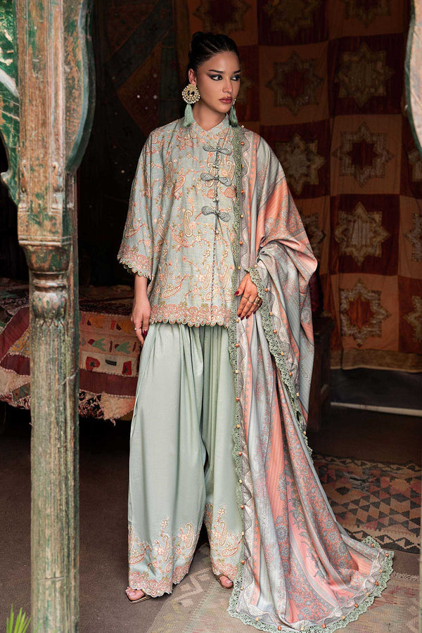 3 Piece Unstitched Embroidered Irish Linen Suit
