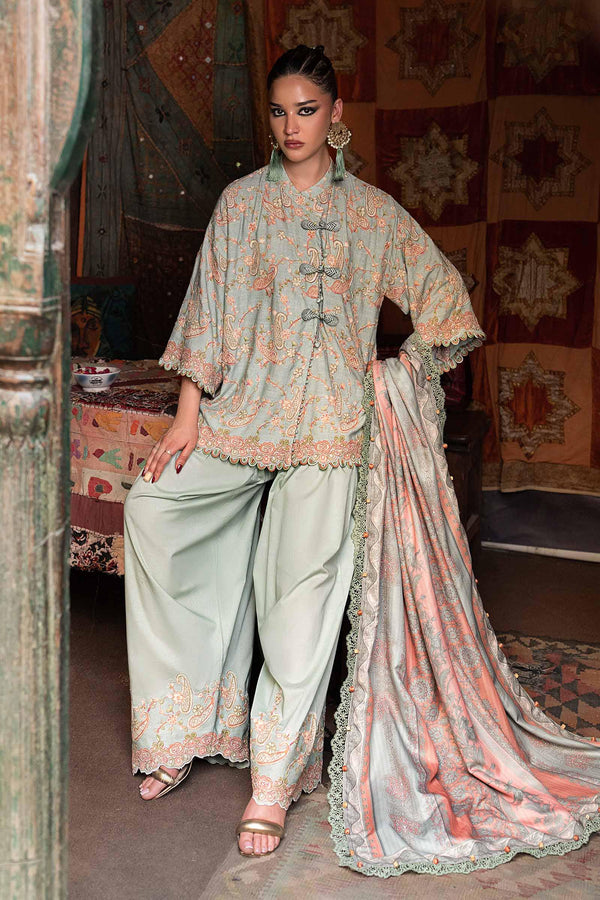 3 Piece Unstitched Embroidered Irish Linen Suit