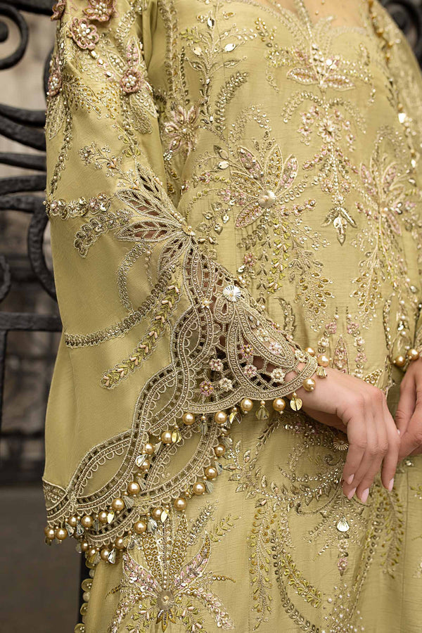 3 Piece Unstitched Embroidered Raw Silk Suit