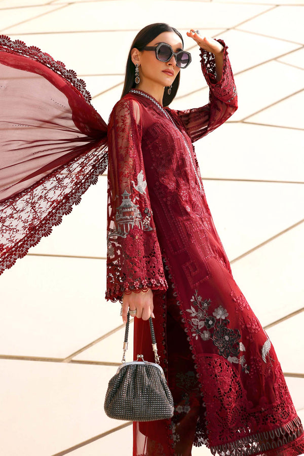 3 Piece Unstitched Embroidered Net Suit