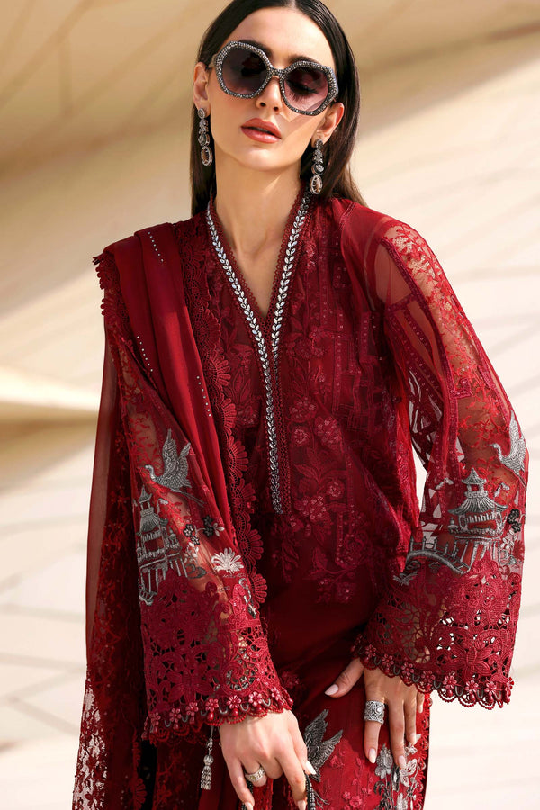 3 Piece Unstitched Embroidered Net Suit