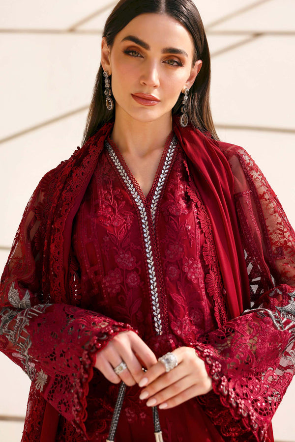 3 Piece Unstitched Embroidered Net Suit