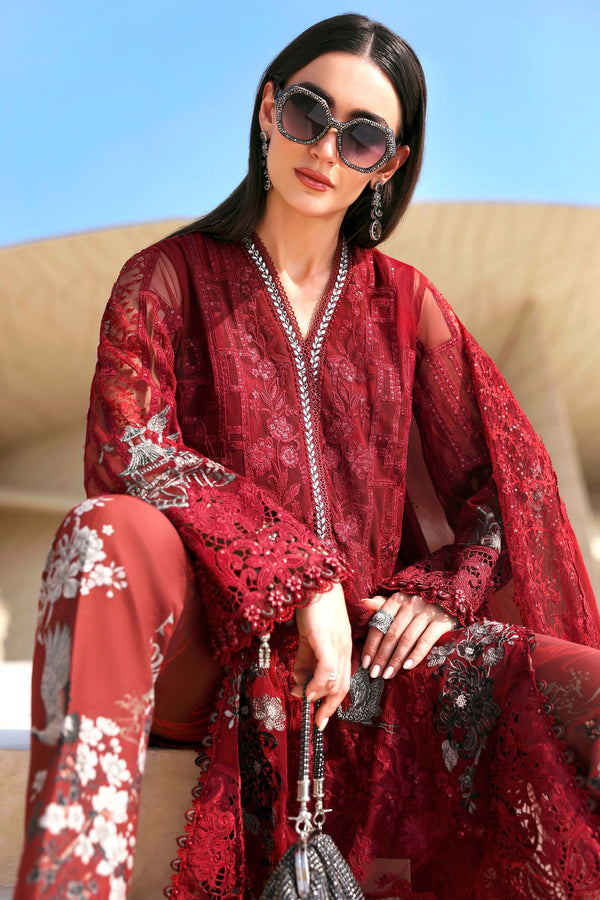 3 Piece Unstitched Embroidered Net Suit