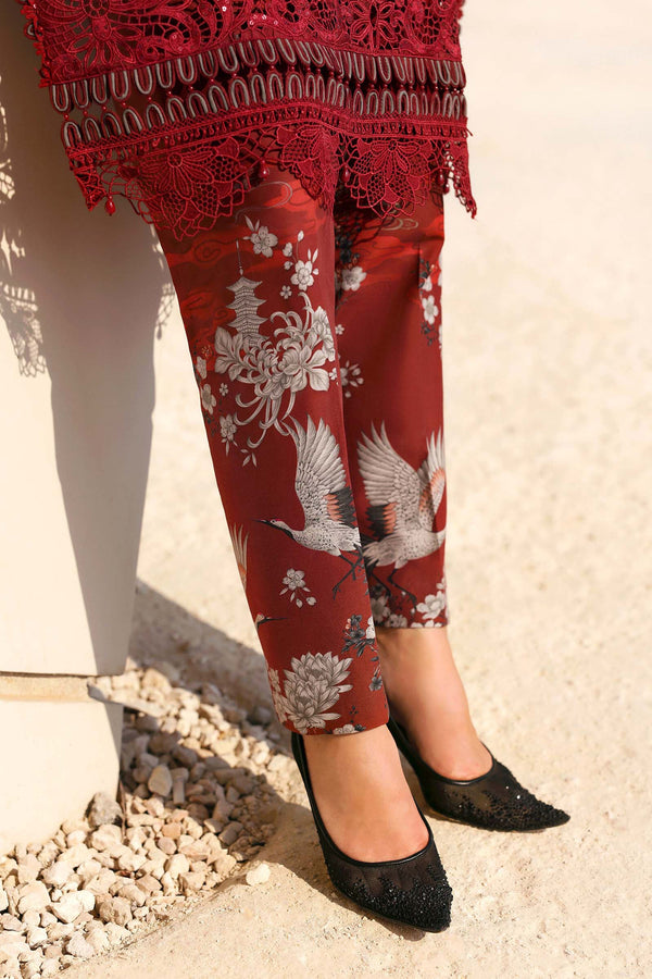 3 Piece Unstitched Embroidered Net Suit