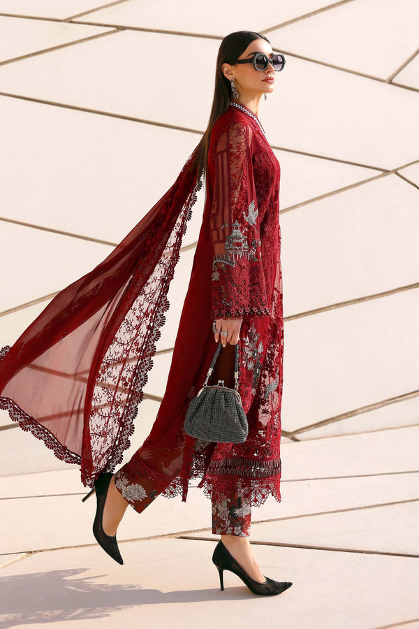 3 Piece Unstitched Embroidered Net Suit