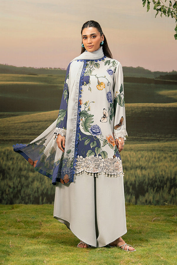 3 Pc Unstitched Embroidered Arabic Lawn Suit | MB-PFUS25-07B