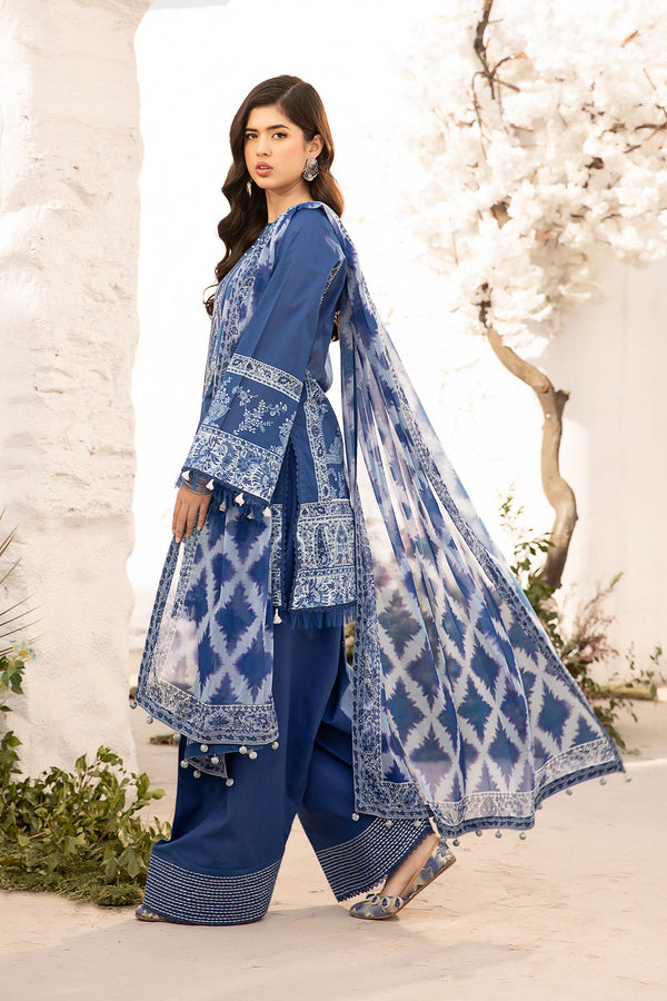 3 Pc Unstitched Printed Lawn Suit | MB-CUS25-703B