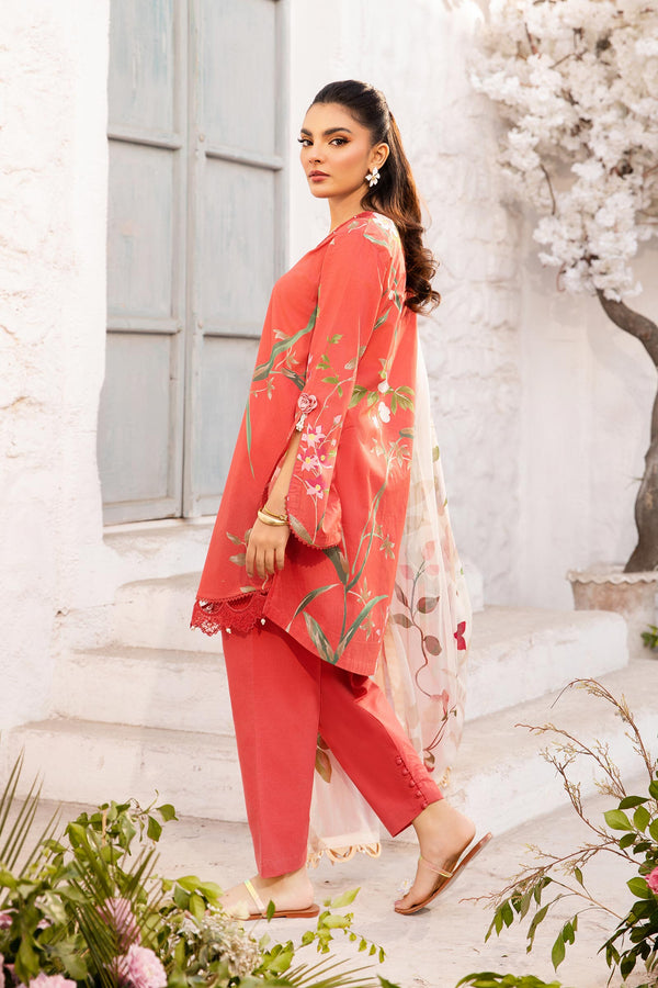 3 Pc Unstitched Printed Lawn Suit | MB-CUS25-707B