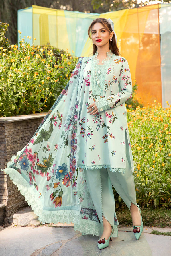 3 Pc Unstitched Printed Lawn Suit | MB-CUS25-709B