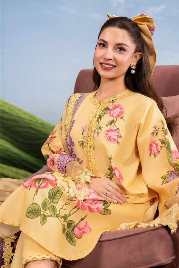 3 Pc Unstitched Embroidered Lawn Suit