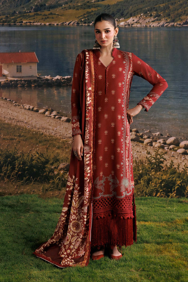 3 Pc Unstitched Embroidered Slub Khaddar Suit