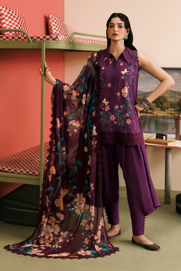 3 Pc Unstitched Embroidered Linen Suit