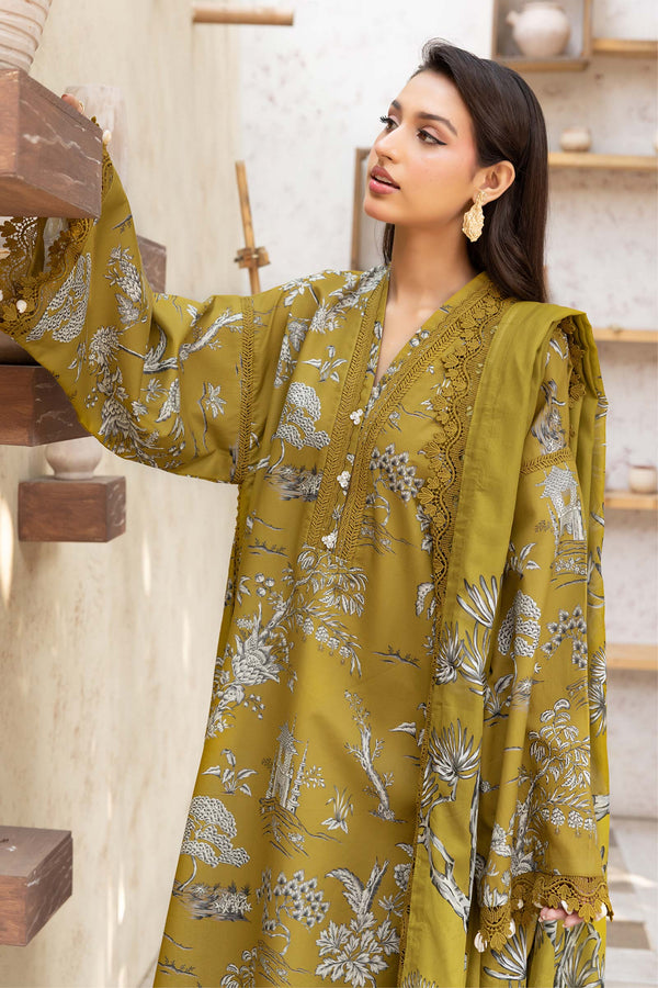 3 Pc Unstitched Printed Lawn Suit
