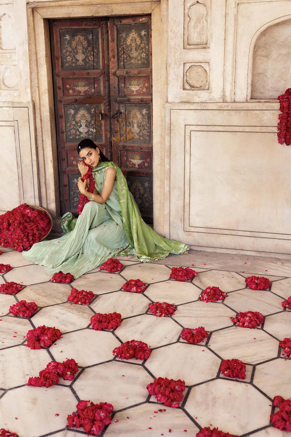 3 Pc Unstitched Embroidered Silk Cotton Net Suit