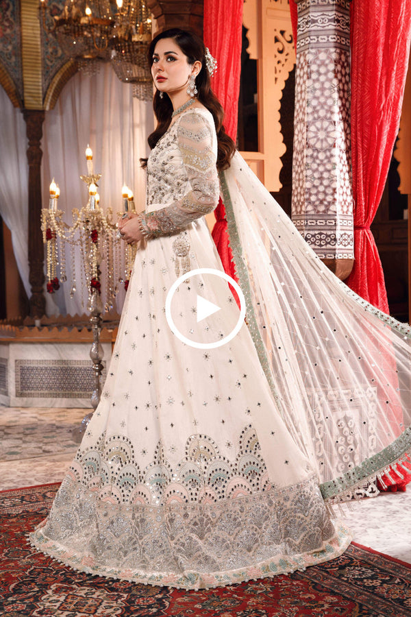 Unstitched MBROIDERED - Pearl White and Peachy Silver (BD-2502)