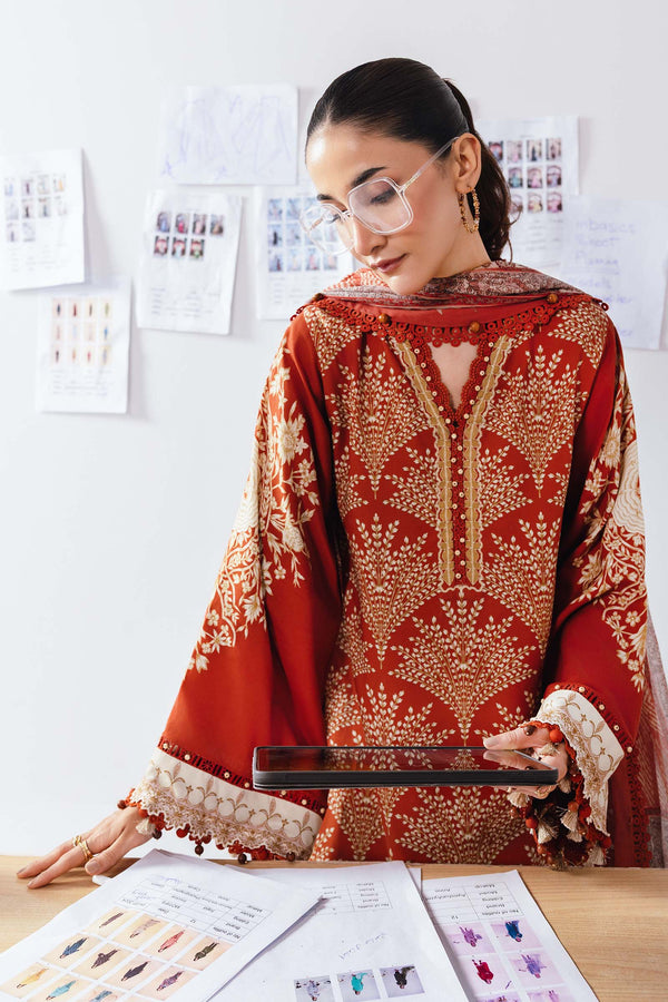 3 Pc Unstitched Printed Linen Suit