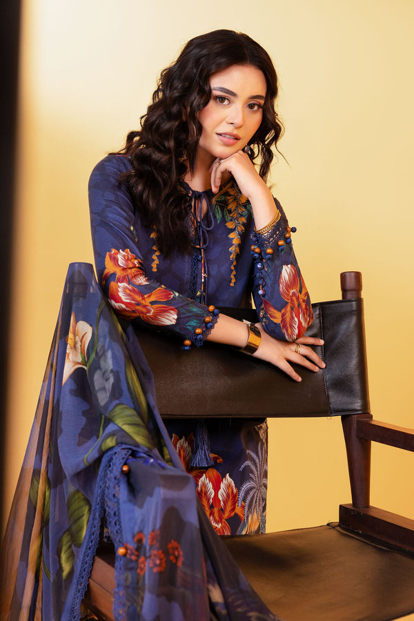 3 Pc Unstitched Printed Linen Suit