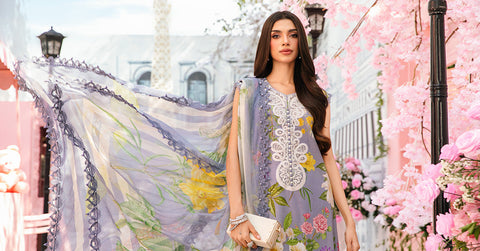 3 Piece Unstitched Embroidered Lawn Suit | MPT-2604-A