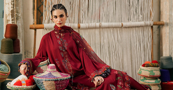 3 Piece Unstitched Embroidered Dobby Linen Suit