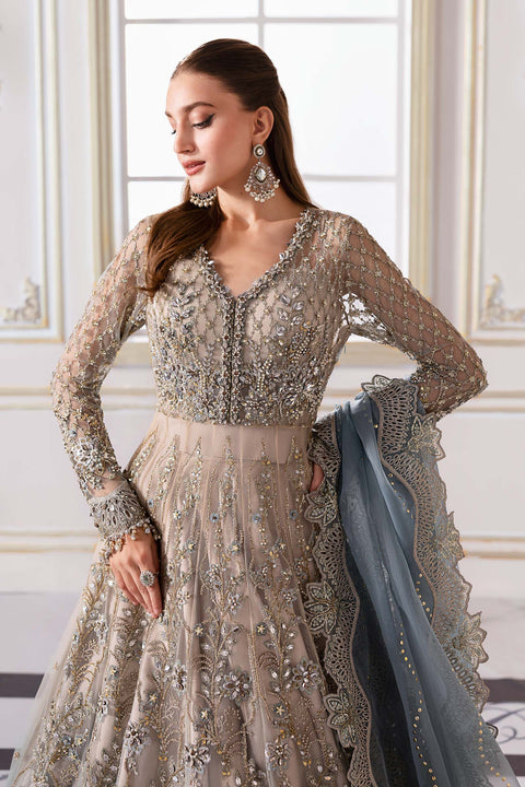 3 Piece Unstitched Embroidered Net Suit | BD-3002