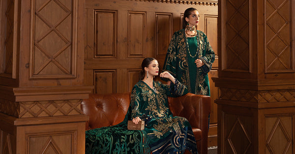 3 Piece Unstitched Embroidered Velvet Suit