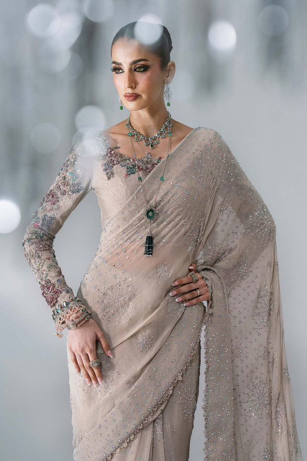 Unstitched Embroidered Chiffon Saree
