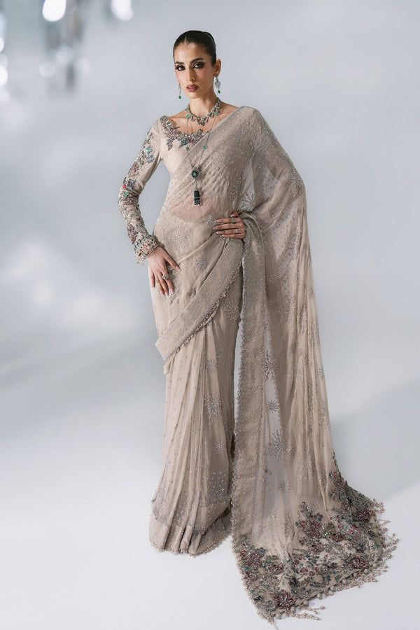 Unstitched Embroidered Chiffon Saree