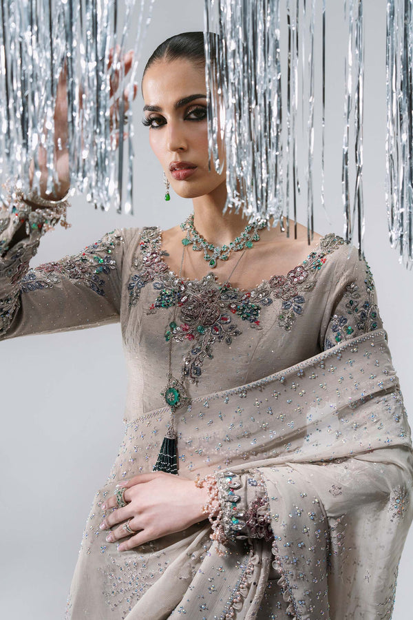 Unstitched Embroidered Chiffon Saree