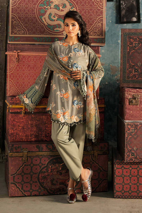 3 Piece Unstitched Embroidered Cambric Suit