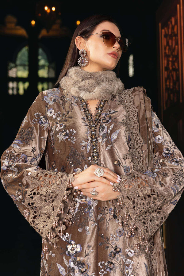 3 Piece Unstitched Embroidered Velvet Suit