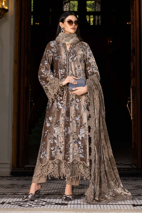 3 Piece Unstitched Embroidered Velvet Suit