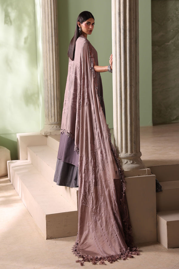3 Piece Unstitched Embroidered Bell Raw Silk Suit