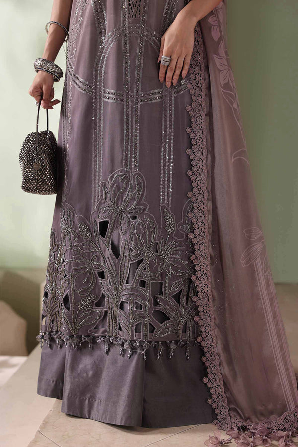 3 Piece Unstitched Embroidered Bell Raw Silk Suit
