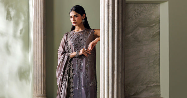 3 Piece Unstitched Embroidered Bell Raw Silk Suit