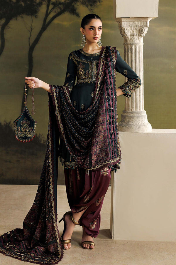 3 Piece Unstitched Embroidered Tusser Silk Suit