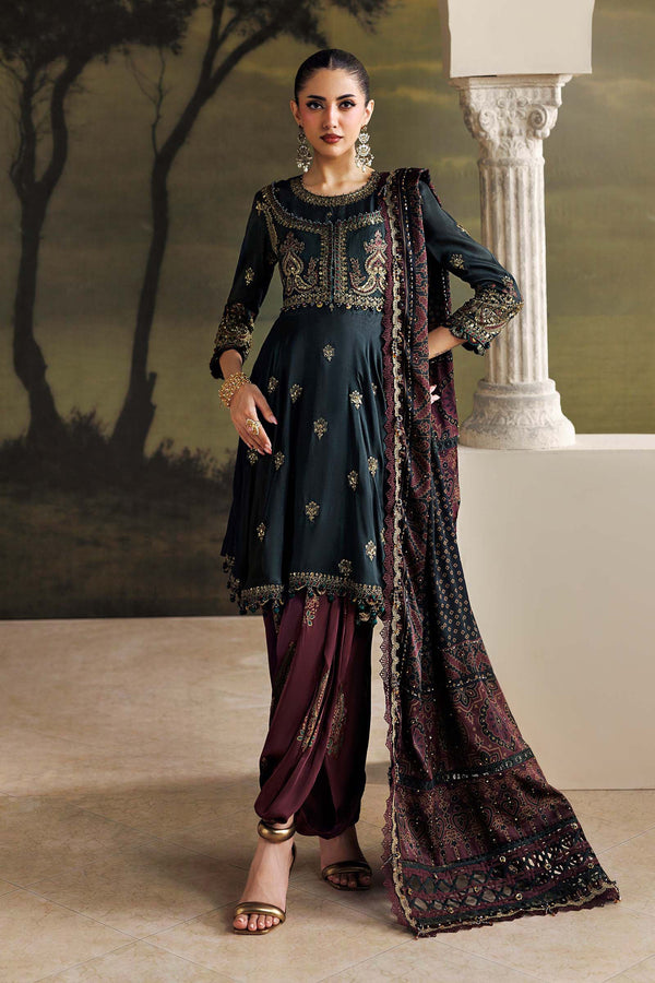3 Piece Unstitched Embroidered Tusser Silk Suit