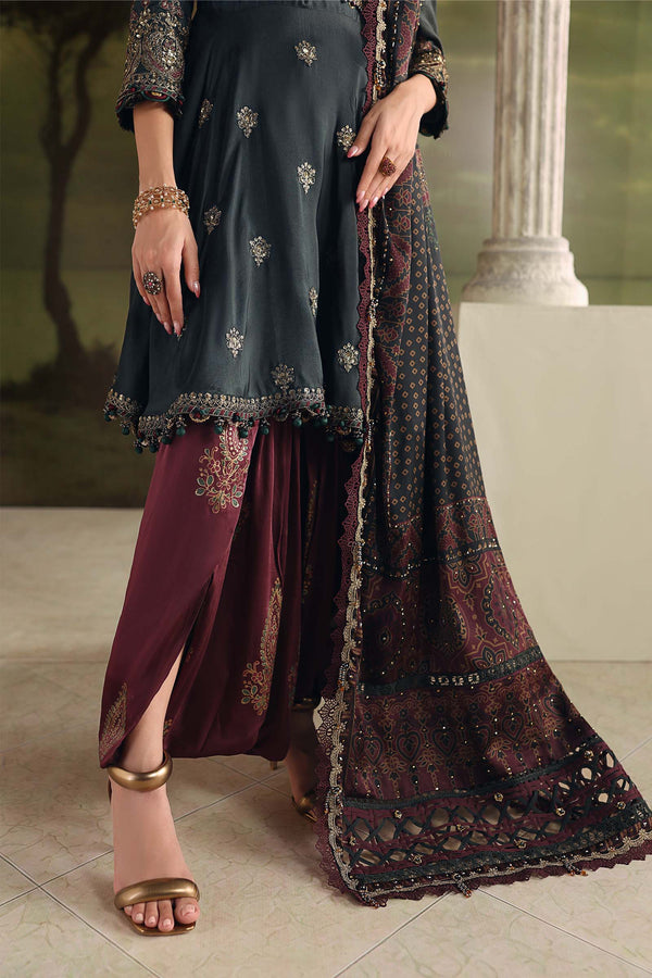 3 Piece Unstitched Embroidered Tusser Silk Suit
