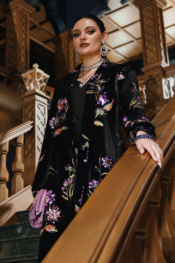 3 Piece Unstitched Embroidered Velvet Suit
