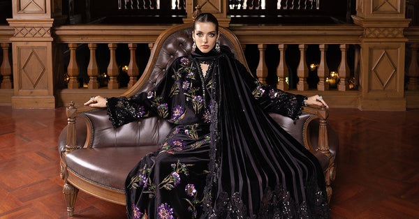 3 Piece Unstitched Embroidered Velvet Suit